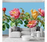 Blau Art Fototapete 200 x 140 cm Elegante Pintado a Mano Flores Papel Pintado Fotomural Papel Pintado Fotomural Papel Pintado Pared para Salón Habitación Infantil - Decoración de Pared Premium & Mural