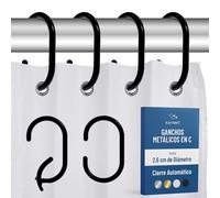 Blau Marité 12 Ganchos Metálicos en forma de C para Cortina de Ducha. Anillas Decorativas para cortina de ducha Resistentes al Óxido. Para Barras de Hasta 2,6 cm de Diámetro (C, Negro)