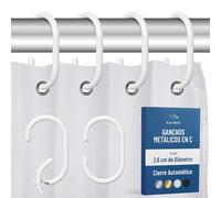 Blau Marité 12 Ganchos Metálicos en forma de C para Cortina de Ducha. Anillas Decorativas para cortina de ducha Resistentes al Óxido. Para Barras de Hasta 2,6 cm de Diámetro (C, Blanco)