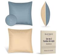Blau Marité Pack 2 Fundas Cojín Decorativo Impermeables y Anti-Manchas. Transpirables. Suaves y agradables al Tacto. Ideal para decoración de Interior y Exterior. (50x50cms, Azul)