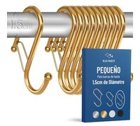 Blau Marité Pack de 10 Ganchos en S para Colgar - Gancho en forma de S con Cierre Anticaída - Ganchos en Forma de Ese para Cocina y Baño - Ganchos Para Barras de Hasta 1,5 cm de Diámetro - Dorado