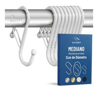 Blau Marité Pack de 10 Ganchos en S para Colgar - Ganchos en Forma de Ese con Cierre Anticaída para Cocina, Baño, Armario y Almacenaje - Gancho para Barras de hasta 2 cm Diámetro - Blanco