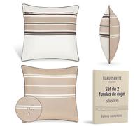 Blau Marité Set 2 Fundas Cojín Decorativo Impermeables y Anti-Manchas. Suaves y agradables al Tacto. Ideal para Interior y Exterior. (50 x 50 cms (20x20 in), Marrón)