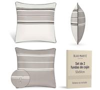 Blau Marité Set 2 Fundas Cojín Decorativo Impermeables y Anti-Manchas. Suaves y agradables al Tacto. Ideal para Interior y Exterior. (50 x 50 cms (20x20 in), Gris)