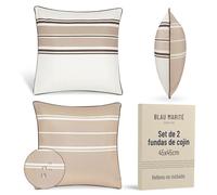 Blau Marité Set 2 Fundas Cojín Decorativo Impermeables y Anti-Manchas. Suaves y agradables al Tacto. Ideal para Interior y Exterior. (45 x 45 cms (18x18 in), Marrón)