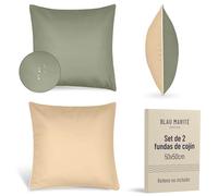 Blau Marité Set 2 Fundas Cojín Decorativo Impermeables y Anti-Manchas. Transpirables. Suaves y agradables al Tacto. Ideal para decoración de Interior y Exterior. (50x50cms, Verde)