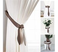 Blau Marité Set de 2 Abrazaderas de Cortina realizadas en Piel sintética de Primera Calidad. Modelo LILIBET. Estilo Rústico-Chic. Incluye Ganchos de Anclaje a la Pared en Color Bronce. (Gris Visón)