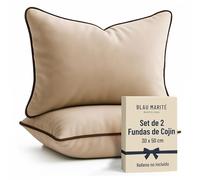 Blau Marité Set de 2 Fundas Cojín Terciopelo 30x50 cm - Cojines Decorativos sofá Cama salón. Funda cojín con Ribete. Relleno no Incluido. (Beige y Marrón)