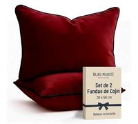 Blau Marité Set de 2 Fundas Cojín Terciopelo 30x50 cm - Cojines Decorativos sofá Cama salón. Funda cojín con Ribete. Relleno no Incluido. (Burdeos)