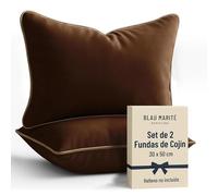 Blau Marité Set de 2 Fundas Cojín Terciopelo 30x50 cm - Cojines Decorativos sofá Cama salón. Funda cojín con Ribete. Relleno no Incluido. (Marrón y Camel)