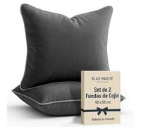 Blau Marité Set de 2 Fundas Cojín Terciopelo 50x50 cm - Cojines Decorativos sofá Cama salón. Funda cojín con Ribete. Relleno no Incluido. (Gris Oscuro y Gris Medio)