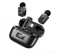 BLAUEOCHI Sistema de micrófono inalámbrico con clip, micrófonos Lavalier duales para TikTok, Vlog, transmisión en vivo, entrevista, compatible con teléfono/cámara/PC, emparejamiento automático, tiempo