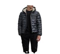 Blauer Bryant - Chaqueta acolchada de invierno con capucha, color negro, diseño de ondas, cierre de cremallera