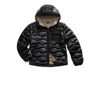 Blauer Bryant Plumífero de Invierno, Chaqueta Acolchada con Capucha, Negro, Diseño de Ondas, Cierre de Cremallera