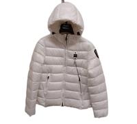 Blauer Edredón de invierno acolchado, blanco, con cremallera y bolsillos, chaqueta corta para niñas, Color blanco., 12 años