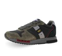 BLAUER QUEENS01 black military verde grigio scarpe uomo sneakers lacci camoscio tessuto 42