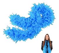 Blauer See Federboa,Boa für Damen Mädchen 80g 2m/6.6ft natürliche Truthah Feder-Boa,Blauer See Federboa Halt für Straßenfasching,Geburtstagsfeier,Konzert,Karneval,Tischdeko, Halloween