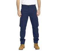 BlauerHafen Pantalones cargo para hombre, corte recto, elásticos, resistentes, con 12 bolsillos, pantalones de trabajo, combate, corte holgado, pantalones cargo tallas 32 W-44 W (azul marino, 32 W/32