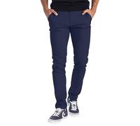 BlauerHafen Pantalones chinos de diseñador para hombre, tejido elástico, corte ajustado, informales, azul marino, 32W x 32L