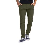 BlauerHafen Pantalones chinos de diseñador para hombre, tejido elástico, corte ajustado, informales, verde oliva, 34W x 32L