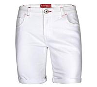 BlauerHafen Pantalones vaqueros de diseñador para hombre, elásticos, muy flexibles, ajustados, para verano, vaquero, informales, bermudas, Blanco, 36W