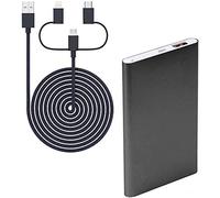 Blaupunkt BLP7100.153 Power Bank 4000 mAh, Batería Externa, Cargador con Cable 3 en 1, para iOS, Android, Móviles, Tablets, Gris Oscuro