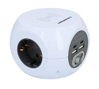 Blaupunkt Enchufe de 3 enchufes USB A + 2 Puertos USB C con Interruptor de Encendido/Apagado con Carga inductiva, Color Blanco, 1,4 m