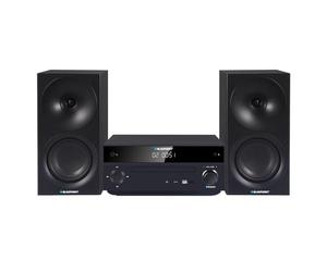 Blaupunkt MS30.02BT Microcadena estéreo Bluetooth HDMI ARC | Óptico USB AUX Radio FM CD 150 W RMS Reloj Despertador Mando a Distancia Altavoces Bass Reflex (Negro)