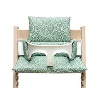 Blausberg Baby Tripp Trapp - Juego de cojines para trona Stokke (2 piezas, acolchado/reductor de asientos, hojas verdes y blancas, material con certificado Öko-Tex Standard 100)