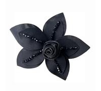 Blausky 1 parche bordado de flores de 14 cm, parche de camelia, parche de tela, parches para ropa, aplicación para camisetas, vaqueros, gorros, bolsos, reparar el agujero, negro A