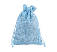 Blausky 10 bolsas de yute, bolsas de lino con cordón, pequeñas bolsas de yute, bolsas de regalo, bolsas de tela para rellenar para bodas, fiestas, joyas, café, especias, azul cielo, 17 x 23 cm