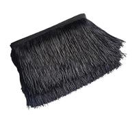 Blausky 10 cm x 2 m de ancho, borla sedosa, flecos para falda latina, cinta de flecos, cinta decorativa, cintas para coser, para vestido latino, ropa interior, cortinas, color negro