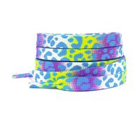 Blausky 2 pares de cordones planos de 120 cm, con estampado de leopardo, aprox. 8 mm de ancho, resistentes al desgarro para zapatillas y zapatillas deportivas, cordones de repuesto de colores para