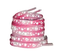 Blausky 2 pares de cordones planos luminosos de 80 cm para hombres y mujeres, cordones planos de repuesto de 8 mm de poliéster para zapatillas de deporte, estrellas blancas, Corazón rojo rosado, 160