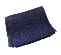 Blausky 20 cm x 2 m de ancho, borla de danza, flecos de baile, flecos sedosos, cinta decorativa con flecos para coser, para vestidos latinos, lencería, color azul marino