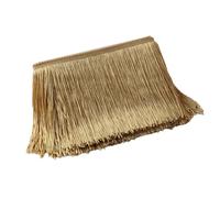 Blausky 20 cm x 5 m de ancho, borla de danza, flecos de baile, flecos sedosos, cinta decorativa con flecos para coser, para vestidos latinos, lencería, color dorado A