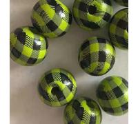 Blausky 20 cuentas de madera de colores de 16 mm para enhebrar, perlas de madera natural redondas, perlas de madera sueltas con agujero, perlas de madera a cuadros, perlas para manualidades para hacer