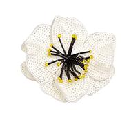 Blausky 4 parches de flores de 10 x 10 cm para parche, parches de flores de perlas brillantes, grandes lentejuelas, parches de tela, parches de reparación para vestidos, chaquetas, vaqueros, ropa