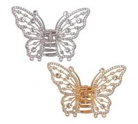 Blausky 4 Stück Haarklammer Metall Schmetterling,Glitzer Hair Clips Haarklammern mit Strasssteine Haarspangen Damen für Dünnes Dickes Haar,Haarstyling-Zubehör für Alltag Party Hochzeit,Gold/Silber