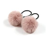 Blausky 5 piezas de banda elástica Pom Pom para mujeres, banda elástica Pom Ball con scrunchies pequeños de 5 cm con pompones, cintas para la cola de caballo, trenzas finas, color rosa pálido