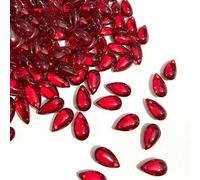 Blausky 50 perlas de gota de agua, perlas para enhebrar, perlas de cristal sueltas con agujero, mini perlas de cristal, para horquilla, tocado, colgantes, pendientes, 8 x 14 mm, color rojo