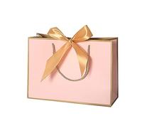 Blausky 6 bolsas de regalo, bolsas de papel con asa de cordón, bolsa de la compra con lazo para Navidad, fiestas, cumpleaños, bodas, Acción de Gracias, oro rosa, XL, 43 x 32 x 14 cm
