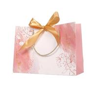 Blausky 8 bolsas de regalo, bolsas de papel con asa de cordón, bolsa de la compra con lazo para Navidad, fiestas, cumpleaños, bodas, día de Acción de Gracias, color rosa, XS, 19 x 15 x 7 cm