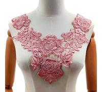 Blausky Collar de encaje bordado 32 x 32 cm, cuello bordado de flores 3D, parche de encaje de ganchillo, adorno de encaje aplicable para vestido de novia, costura hecha a mano, decoración de color