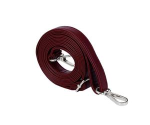 Blausky Correa de hombro ajustable de poliuretano, correa de hombro de piel, para mujer, correa de bolsillo, correa de bolsillo, accesorios para mujer, para bolsos, rojo vino y plata, 140 cm x 19 mm