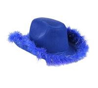Blausky Sombrero de vaquero para mujer, gorro de fiesta de estilo occidental, sombrero de fieltro de tela no tejida con correa ajustable para la barbilla para carnaval, talla única, azul real y