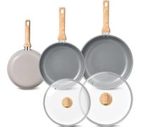 BLAZANT ceramic nonstick pan set 20+24+28cm with lids, PTFE-free, healthy | Optimized induction base for even heat, compatible with all cooktops, easy to clean, dishwasher safe, ergonomic handle