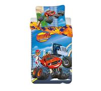 Blaze and the Monster Machines - Juego de ropa de cama para cuna de 100 x 135 cm + funda de almohada de 40 x 60 cm, 100 % algodón, suave y colorido juego de cama infantil para niños