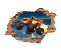 Blaze y los Monster Machines Adhesivo de pared de arte para la habitación de los niños, 3D Anime Dibujos animados DIY autoadhesivo removible calcomanías de pared fondo Decor