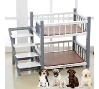 Blazea Cama para Perros Cuccia per Cani di Piccola e Media Taglia, Letto a Castello per Senza Materasso, Mobile per Animali Domestici Rialzato a 2 Livelli(Gray,L)